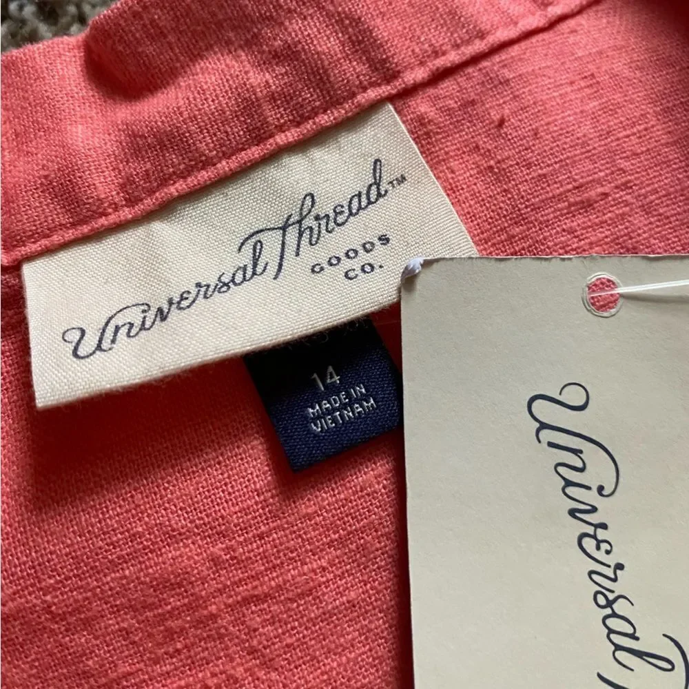 Universal Thread Shorts Romper New Linen‎ Rayon Blend Womens Size 14